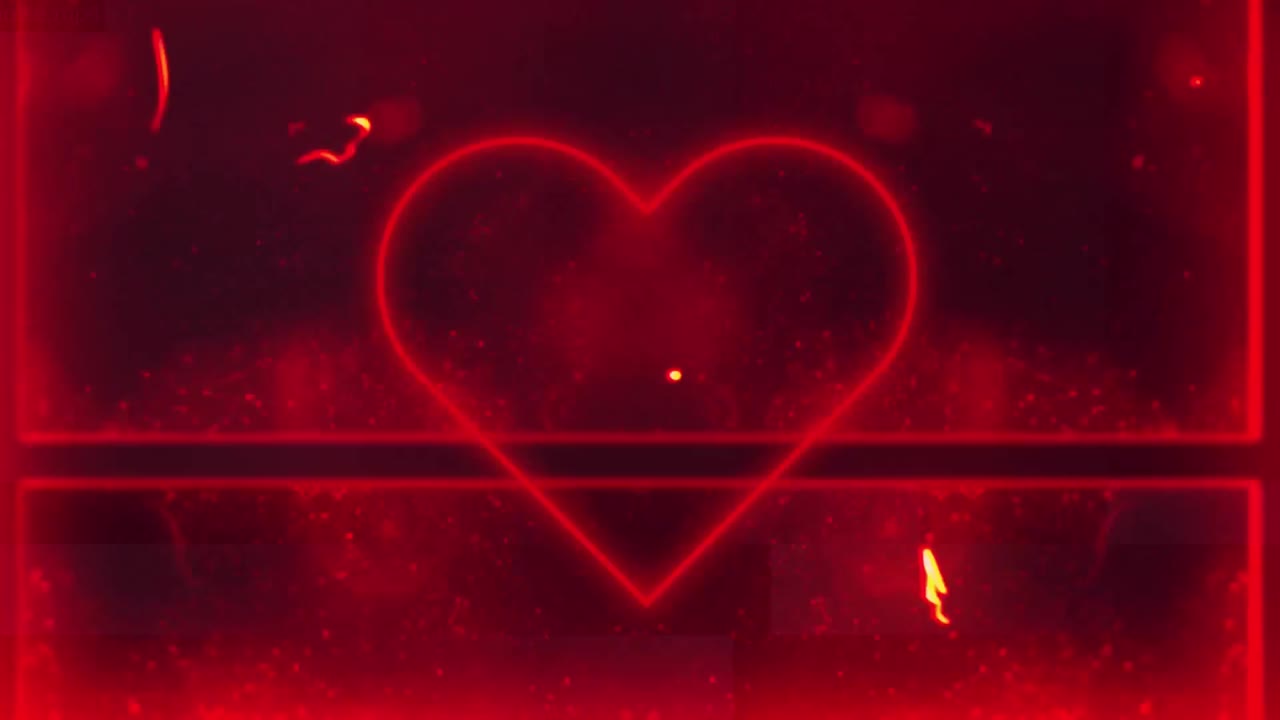 animación de un corazón azul, parpadeando con nubes rojas en un fondo oscuro