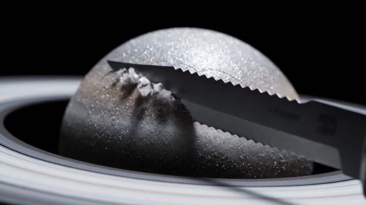 Sphere being cut with a knife