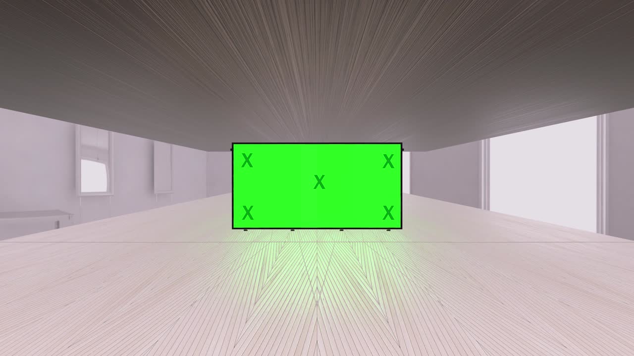 추상적인 크리에이티브 터널 및 그린 스크린 알파 채널 광고판 모형: 네온, 파란색 보라색 led 바 및 기술, sf, 미래의 사이버 크, 빈 프레임으로 3d 렌더링