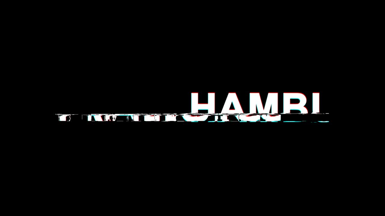 efecto de glitch de hamburgo texto distorsión de televisión digital animación en bucle 4k