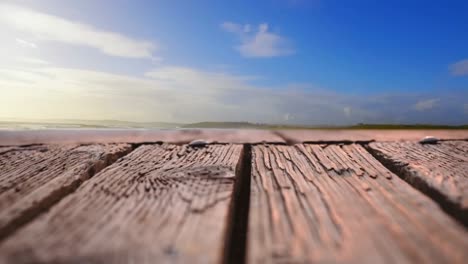 Wooden-deck-with-a-view-of-blue-skies