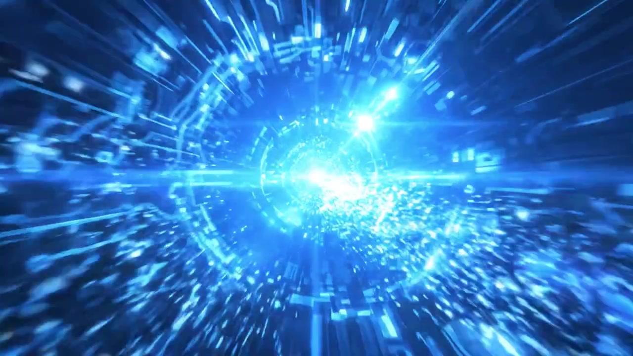 A Stunning Visual Journey Through a Hypnotic Blue Digital Vortex, Capturing the Essence of Advanced Technology and Speed in a Mesmerizing Light Show