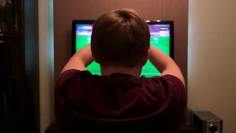 hombre viendo un partido de fútbol en la televisión