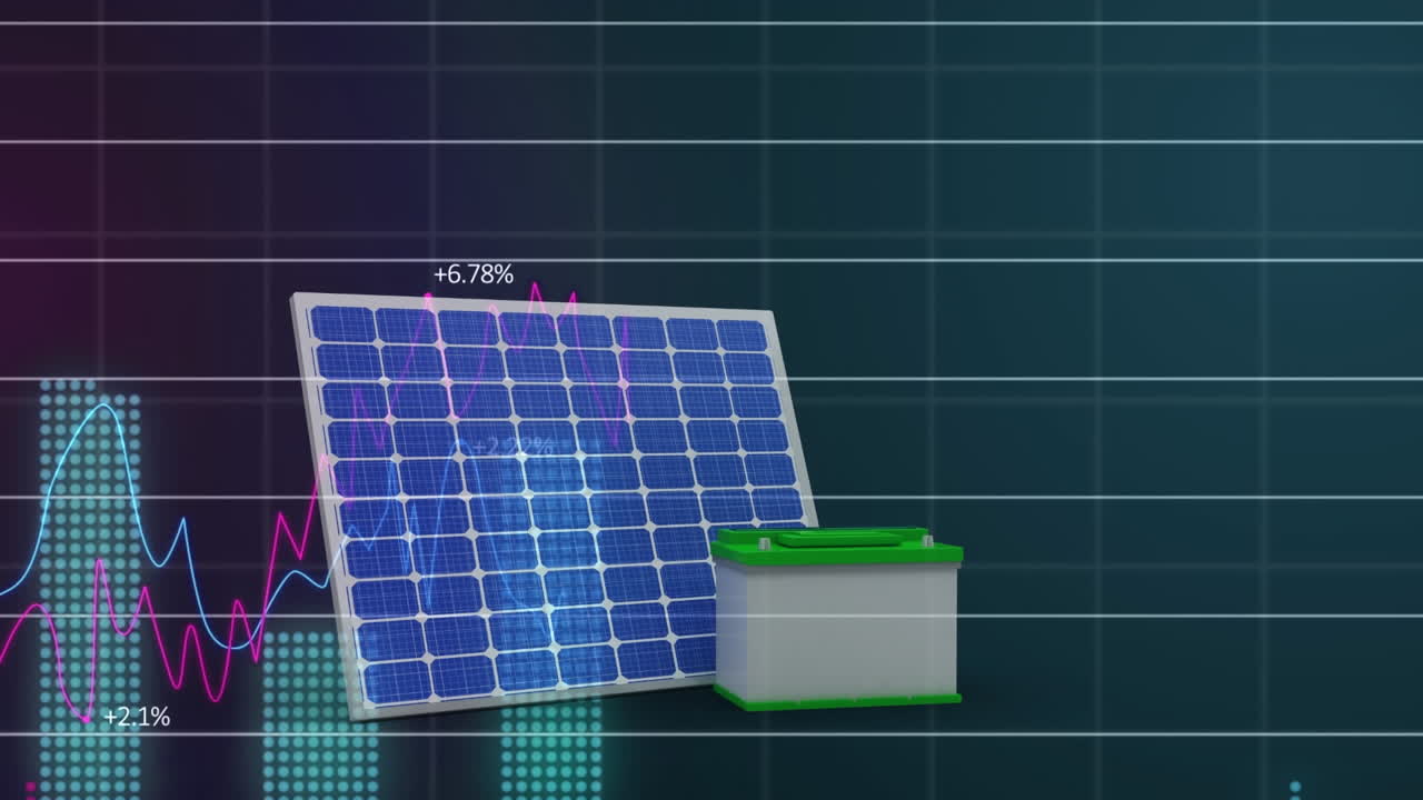 태양 전지 패널을 이용한 통계 및 금융 데이터 처리 애니메이션