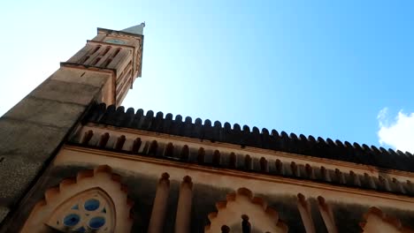 Exterior-establisher-view-of-Christ-Church-Anglican-Cathedral-in-Zanzibar,-pan