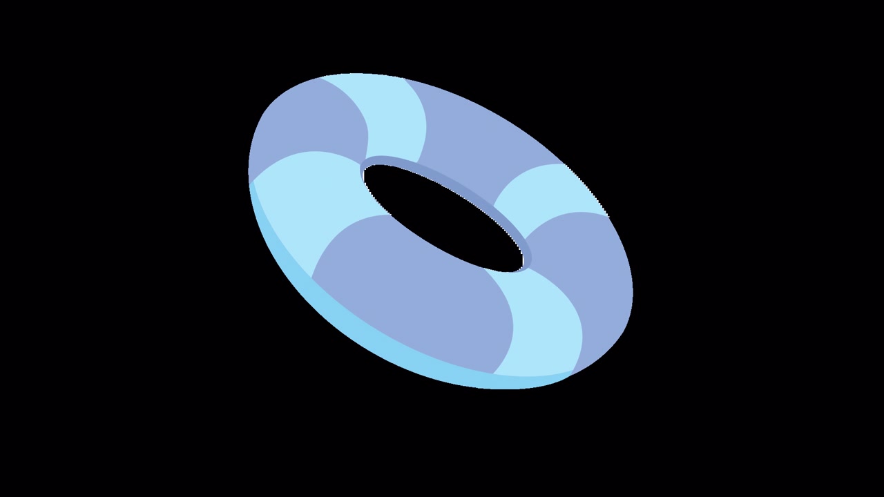 Animated Lifebuoy or Swimming Ring Appearing and Disappearing
