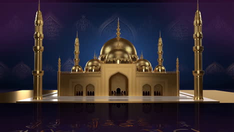 golden mosque with ornate islamic background
