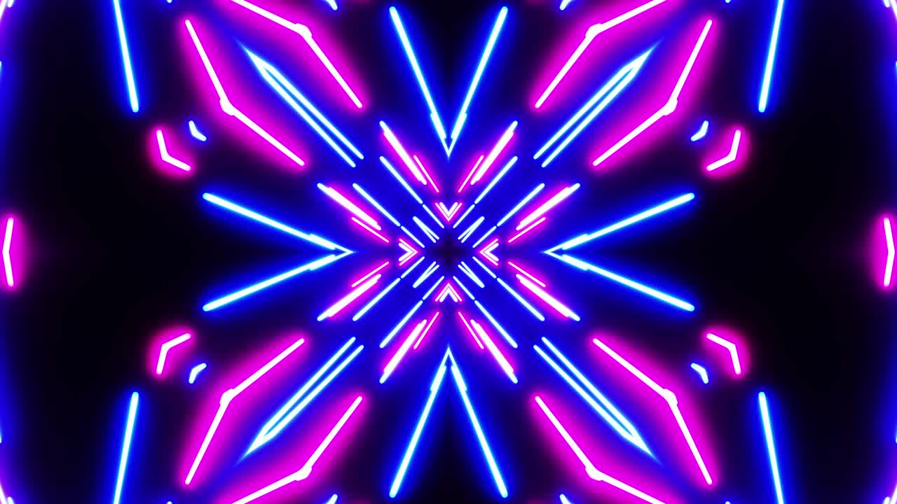 linee luminose orizzontali si muovono nello spazio. caleidoscopio vj loop.