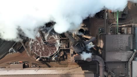 top down aerial of steam and smog coming from us steel edgar thomson plant in braddock, pa