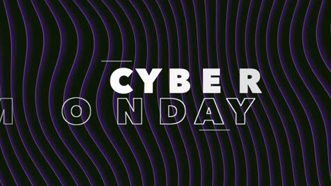 cyber monday text with neon waves pattern on black gradient