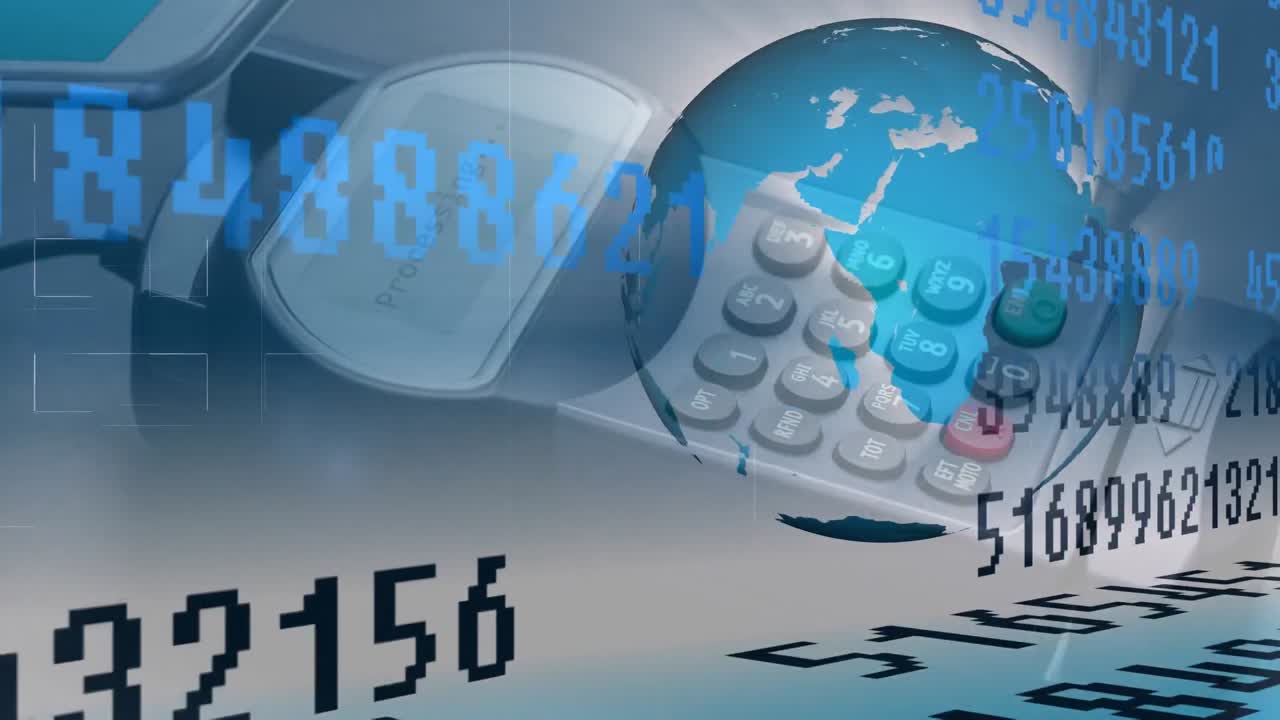 Animation de traitement de données financières sur un terminal de paiement