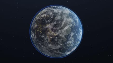 luz iluminada en la superficie de la tierra en el lado nocturno que gira planeta tierra con atmósfera azul y estrella girando en el espacio vacío - fondos aislados - elementos de la imagen proporcionados por la nasa
