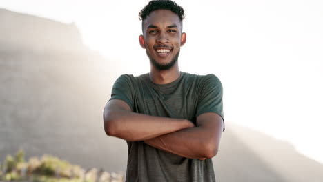 mexican man, portrait and fitness in nature