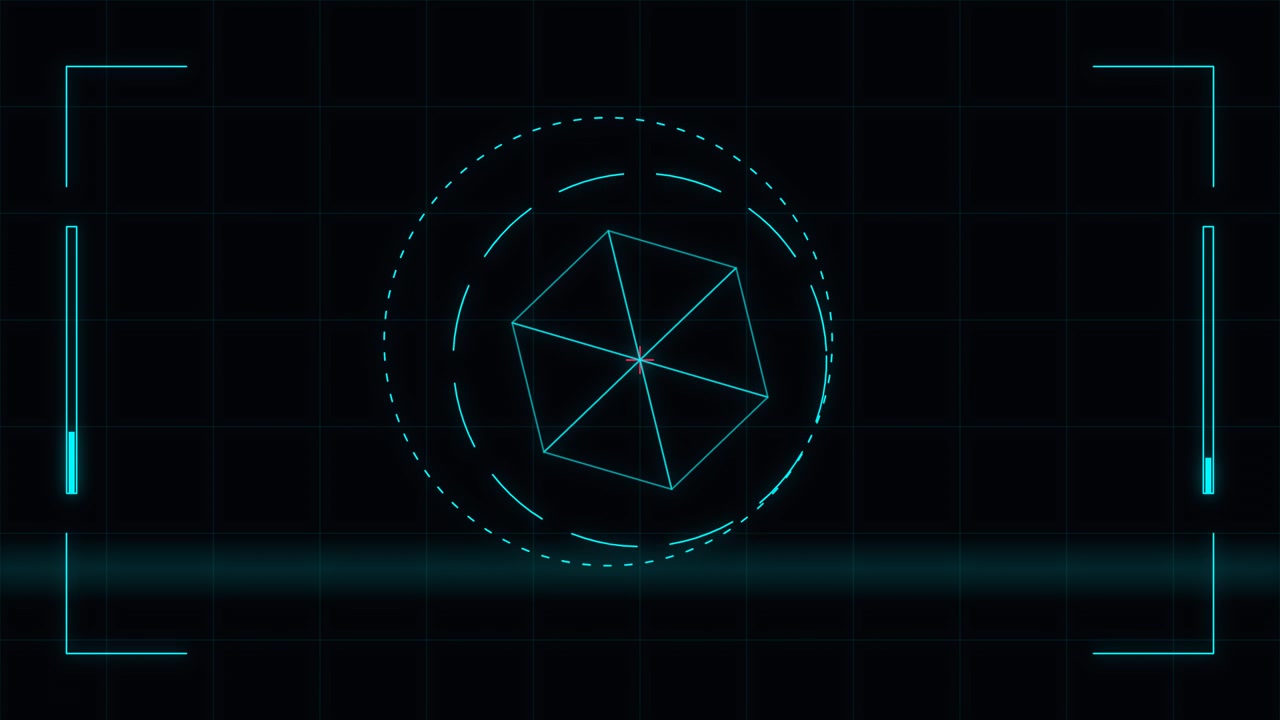 Futuristic Hexagonal HUD Interface with Scanning Light Effect