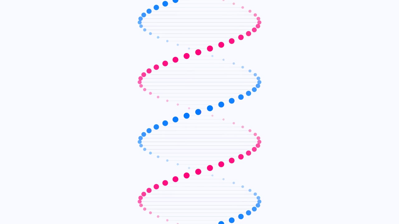 Rotating Pink and Blue DNA Double Helix Animation