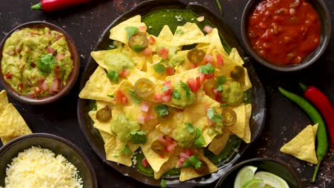 tasty mexican nachos chips served on ceramic plate