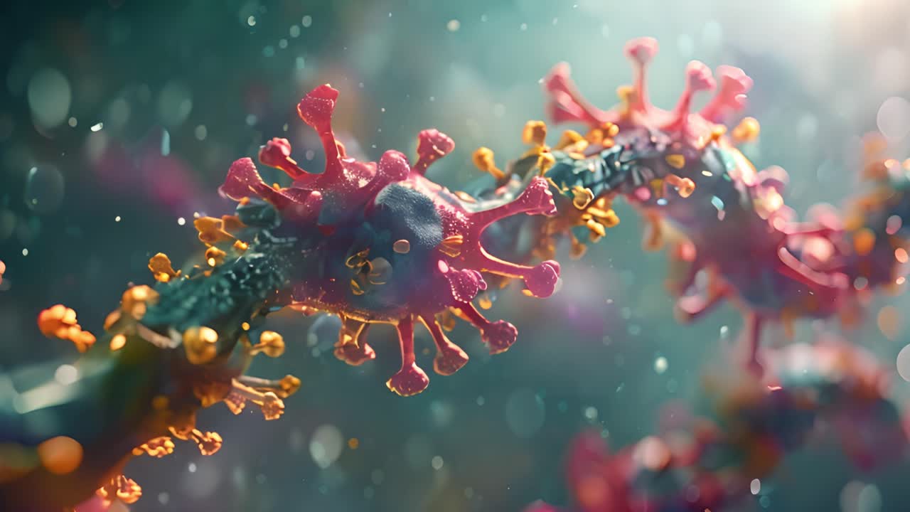 Microscopic View of Virus Chain