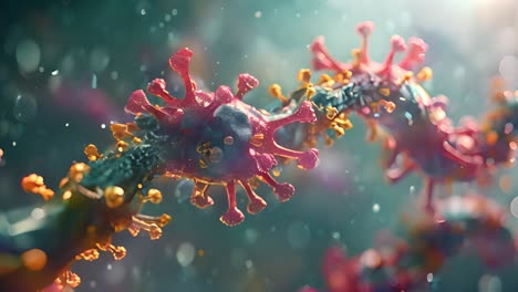 microscopic view of virus chain