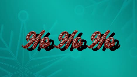 Animation-of-ho-ho-ho-christmas-text-over-green-background