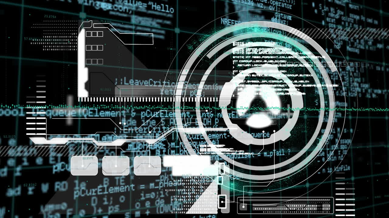 animación de una cerradura circular de caja fuerte que gira sobre el procesamiento de datos, en negro