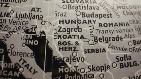 close-up of a globe showing central and eastern european countries