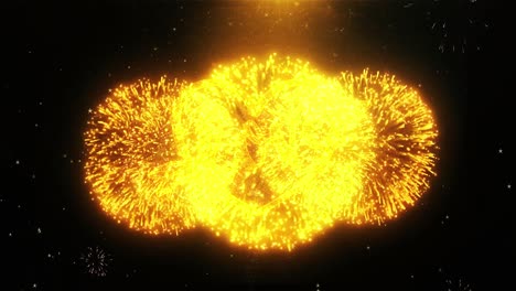 golden heart with love message and fireworks
