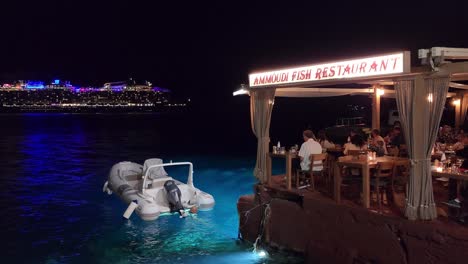dinner at ammoudi scenery slow ripple, cruising ship