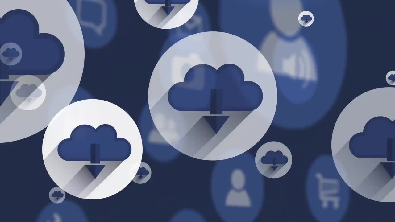 animación de iconos de medios en fondo negro