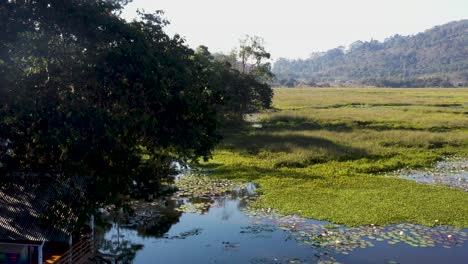 Beautiful-aerial-view-of-El-Oconal-Lagoon-located-in-Cerro-de-Pasco---Per?