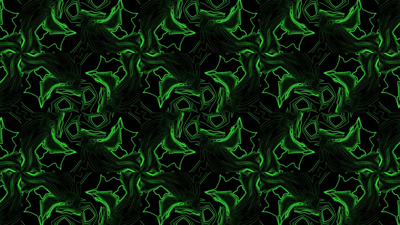 rayas abstractas efecto caleidoscopio. ondas líquidas verdes fondo de movimiento abstracto corporativo. bucle sin costuras. formas de movimiento contorno borde. rayas de onda. animación de video vj, 4k