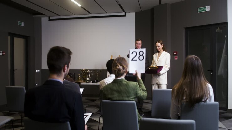 People in an art auction session