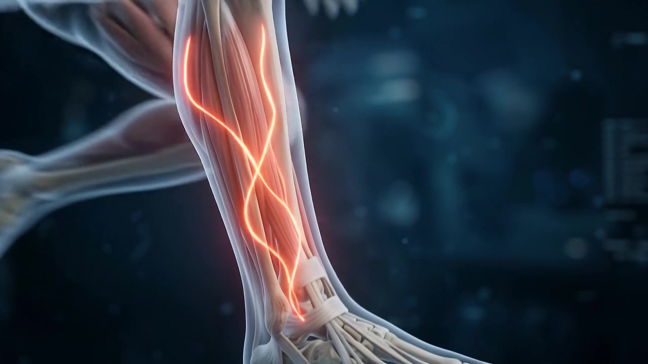 Animazione medica dell'anatomia della gamba umana e del dolore articolare