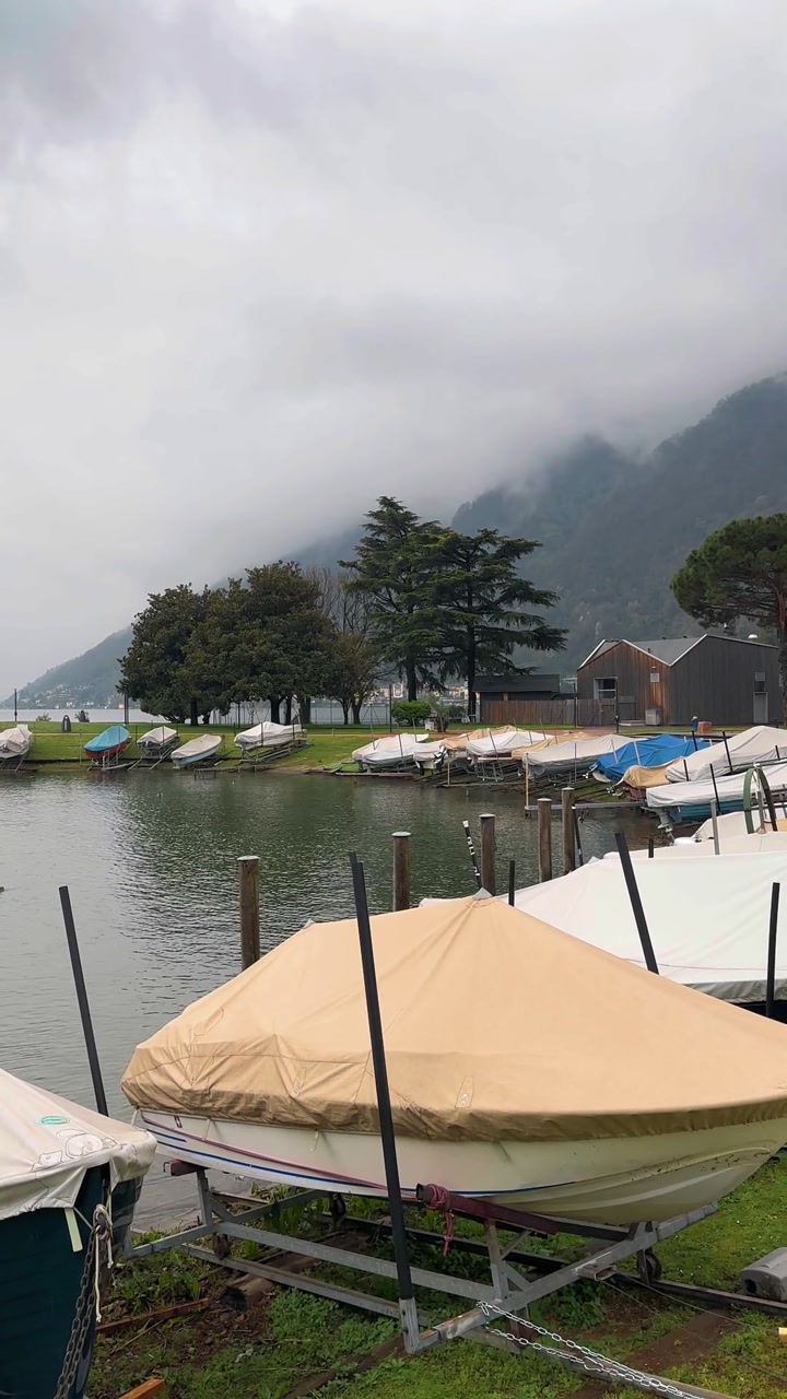 Ticino region of Switzerland Lake Lugano peaceful atmosphere on a cloudy day