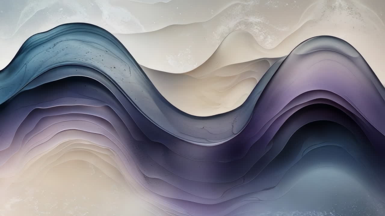 Abstract Wavy Layers in Blue and Purple Tones