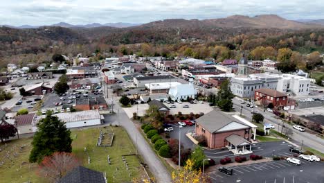 aerial-over-fall-leaves-in-murphy-nc,-north-carolina