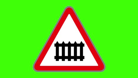 pantalla verde, icono de señales de tráfico, peligro de cruzar el tren