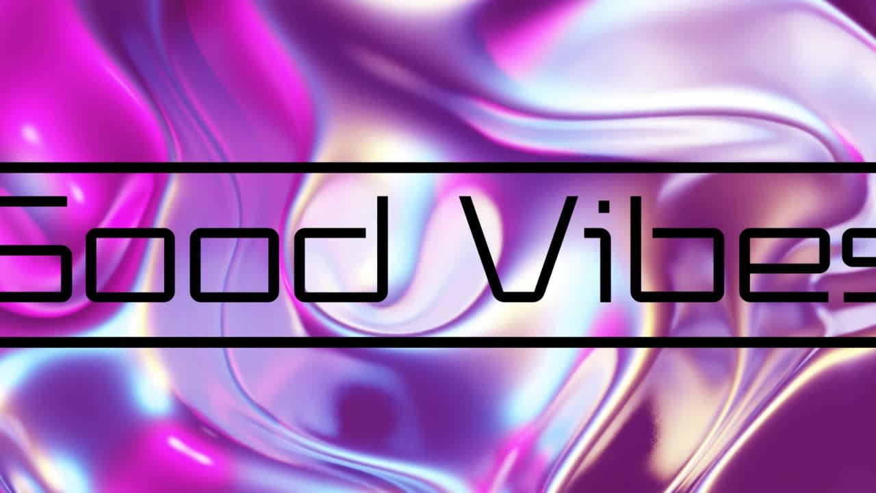 animación de texto de buenas vibraciones y manchas en fondo rosa