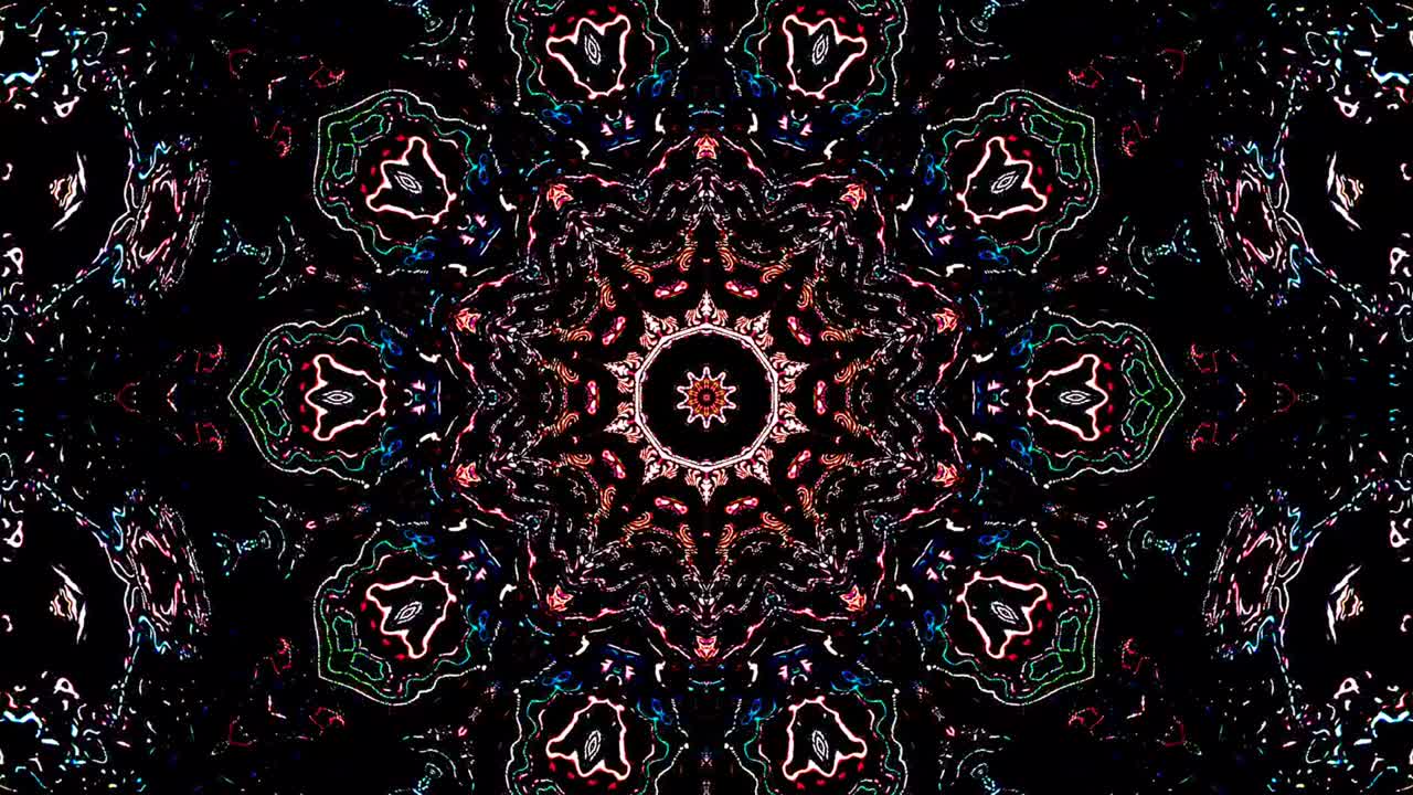 hermoso caleidoscopio abstracto que brilla, una luz radiante que regula los movimientos sutiles