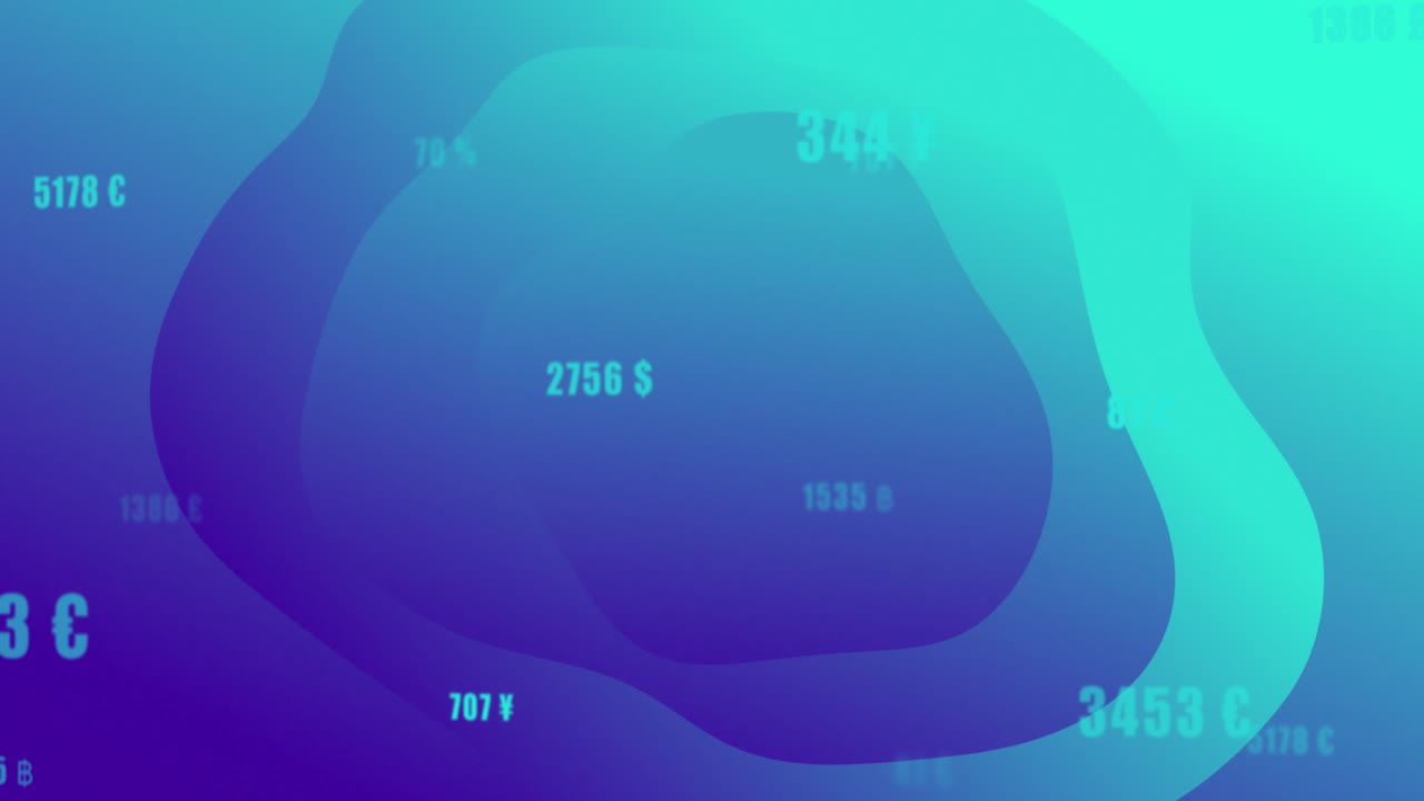 Animation of numbers processing over blue lines