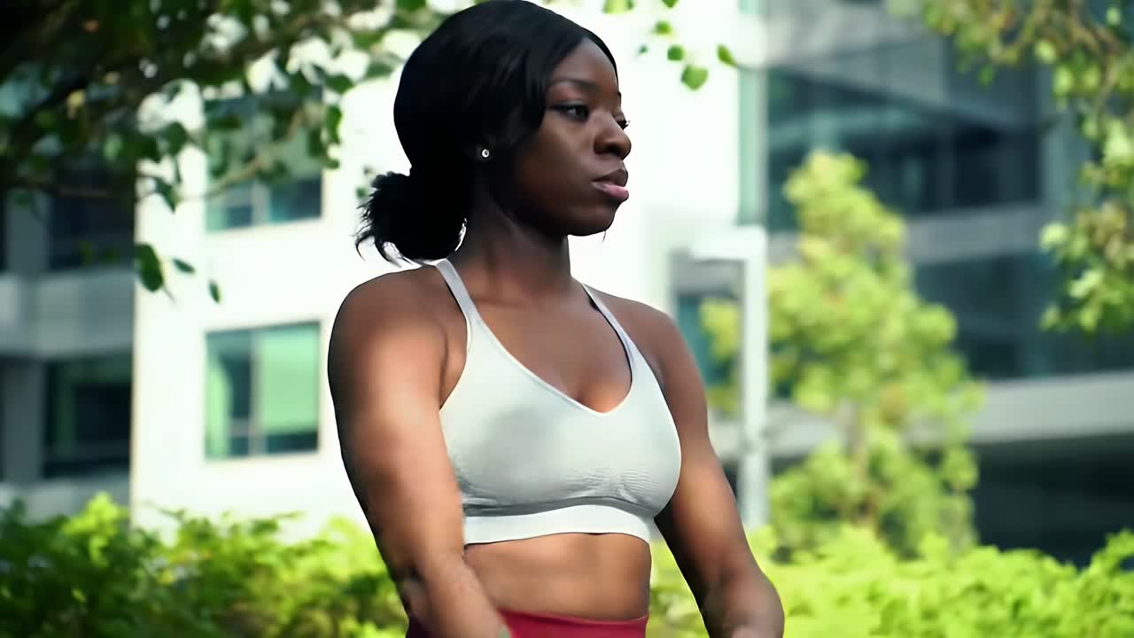 Fit Young Woman Preparing for an Outdoor Workout