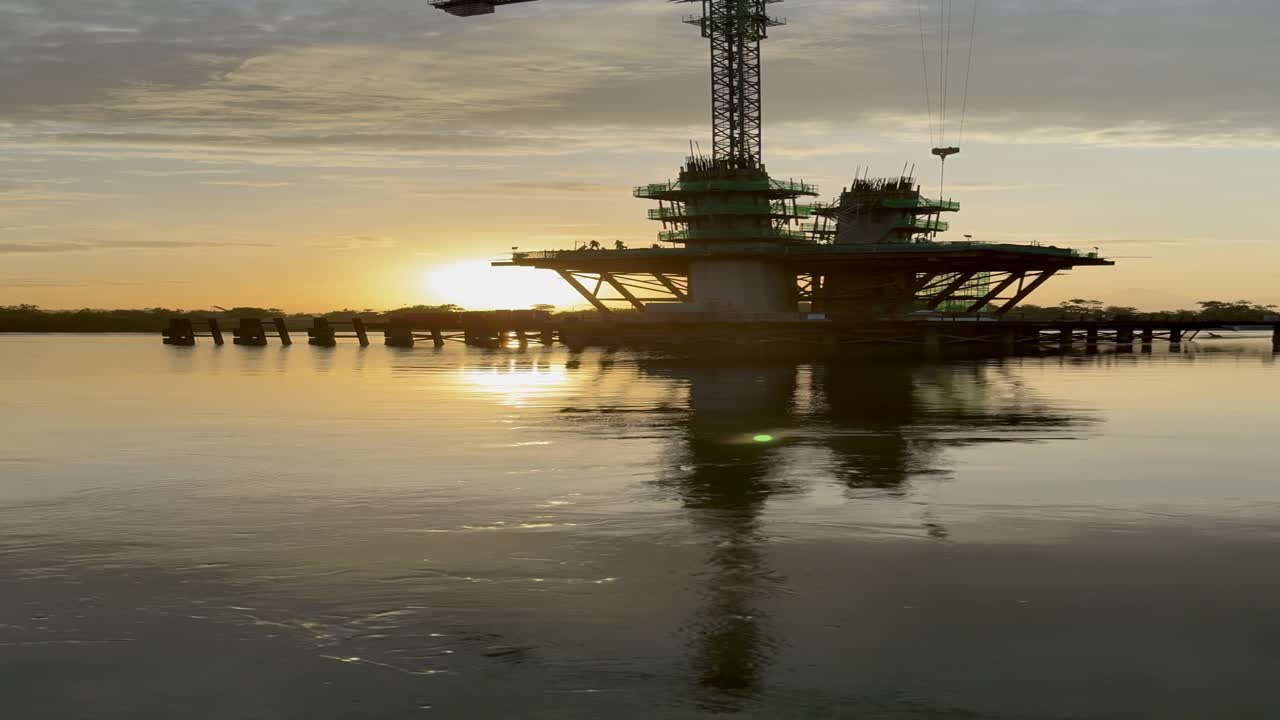 Beautiful Golden Moment During A ferry Ride At Bayang Kayan River,Ferry Sempadi Transportation While A new Bridge Is Still Under construction,Road From Lundu Town To Matang,Kuching