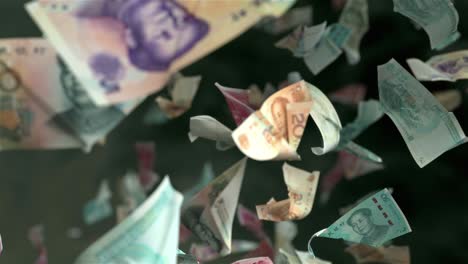 los billetes de yuan chinos caen en un bucle de 4k