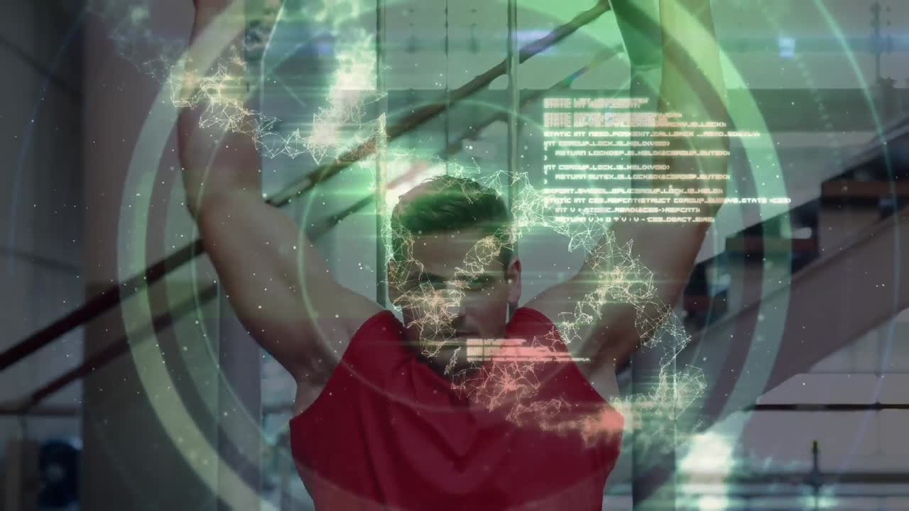 animación de la red de conexiones sobre hombres fuertes