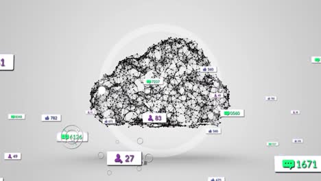 Animation-Des-Laderings-über-Mediensymbolen-Und-Netzwerk-Von-Verbindungen