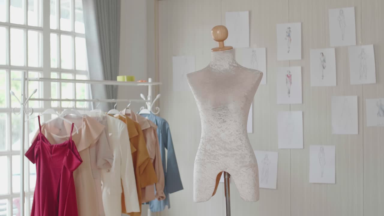 Fashion Design Studio with Mannequin and Clothes