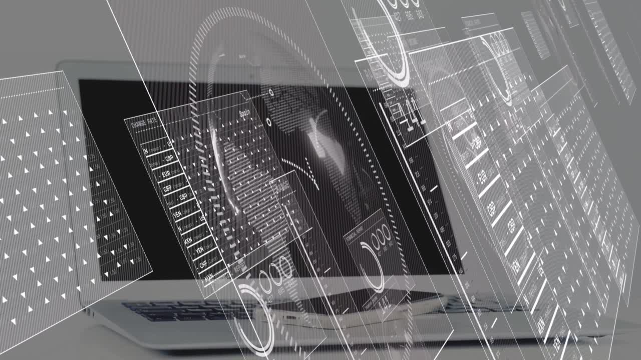 노트북을 통해 데이터 처리의 애니메이션