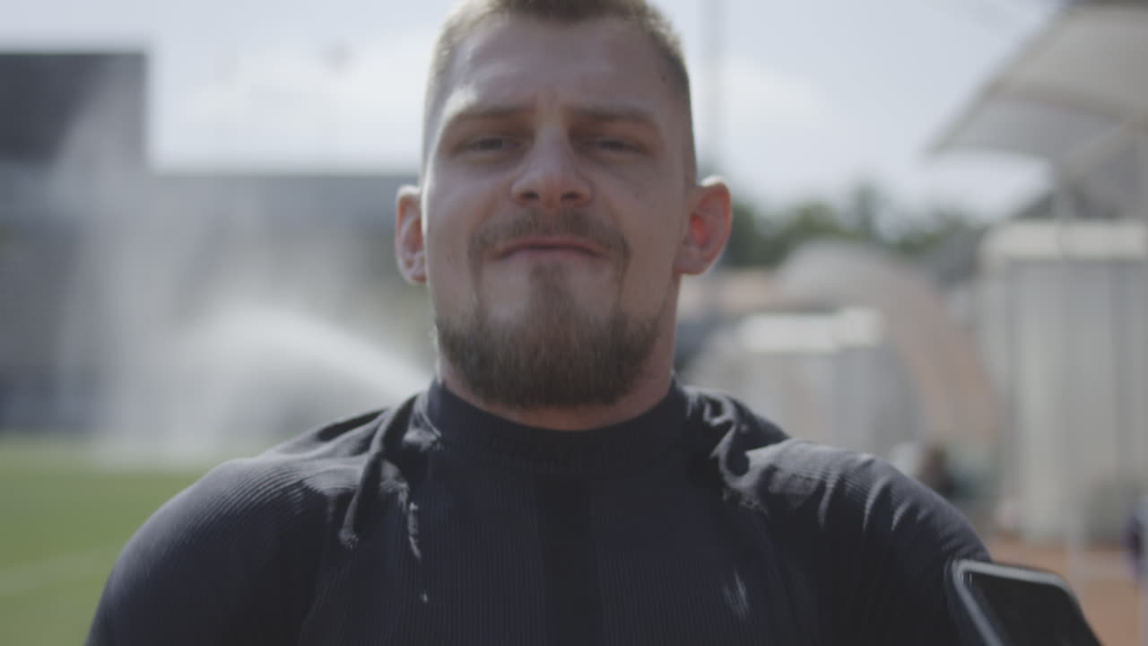 Athlete Resting at Stadium