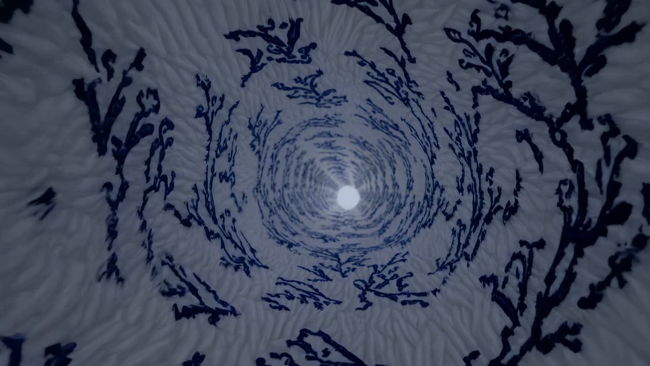 Abstrakt blåt og hvidt hvirveldesign