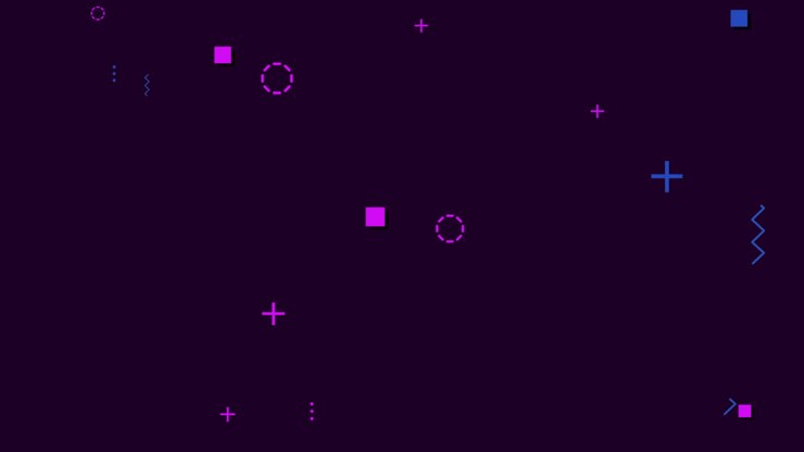 movimento forme geometriche astratte punti e croci sfondo nero di memphis