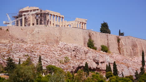 the acropolis and parthenon on the hilltop in athens greece 1